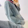 2026 Autumn Retro Slimming Patchwork Lapel Denim Jacket