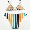 New rainbow gray striped printed swimsuit, triangular bikini sexy split swimsuit