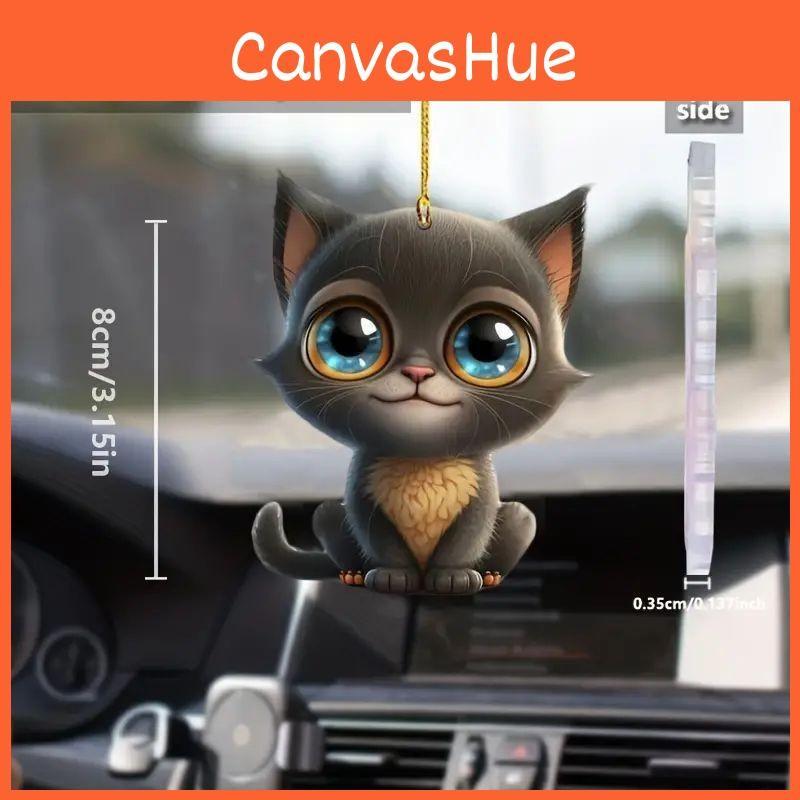 Surface Flat Acrylic Playful Big Eyed Cat Christmas Tree Pendant Hanging