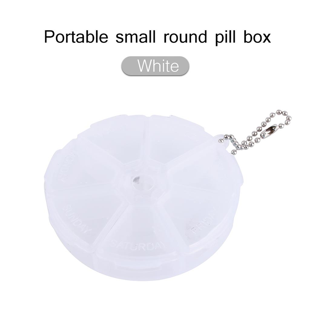 Mini 7 Days Weekly Pill Box Dispenser Organizer Container Round Tablet Pill Holder