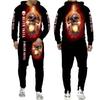 Set de hanorac cu glugă pentru bărbați cu imprimeu 3d punk craniu, haine sportive pentru bărbați, toamnă și iarnă