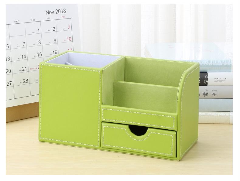 Luxuriöser Leder-Stiftehalter mit Schublade - Stilvolle Schreibtischaufbewahrung für Schüler und Büro.