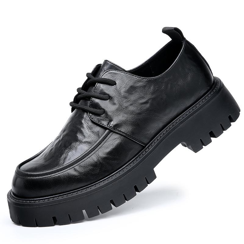 Large size men's shoes spring and summer new trend thick-soled breathable hollow casual shoes business men's big head leather shoes genuine leather