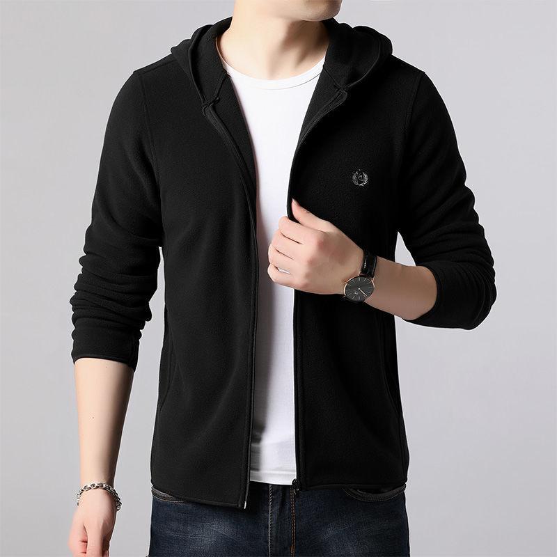 Spring and Autumn Coat Men's Fleece Thickened Thermal Jacket Stand-up Collar Casual