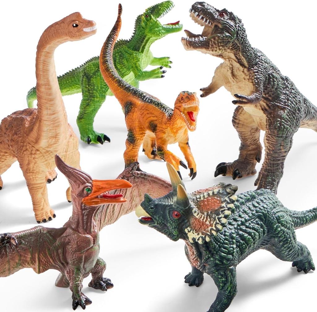 Joyfy 6 Pcs Jumbo Dinosaur Toys Large Soft Dinosaur Figures Realistic Jurassic World Toys for Kids Toys Birthday Christmas Gift