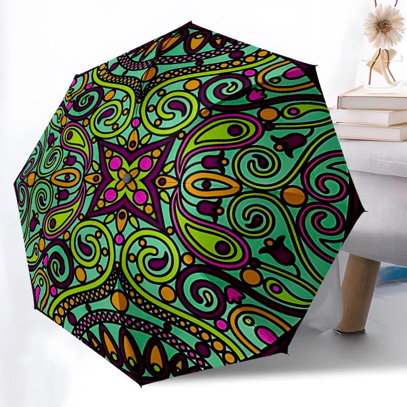 

1pc Mandala Artwork Automatic Umbrella - Automatic Opening And Closing, Sturdy Iron Frame, Formal Occasions yy251018244