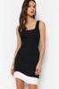 Women's Fashion Casual Sleeveless Mini Multicolor Tulle Fitted Body-Fitting Mini Gathered Zero Sleeve Flexible Knitted Dress