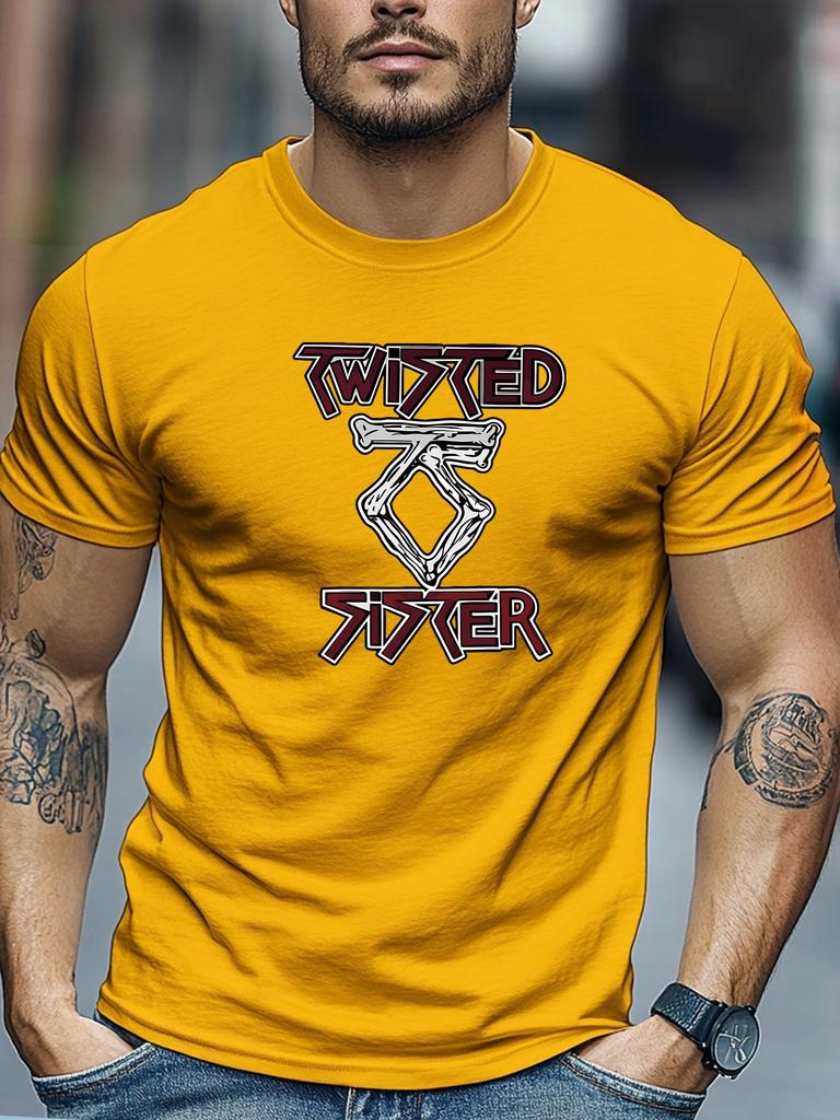 Mens tshirts100 Cotton Twisted Sister Graphic Summer Soft Round Neck Casual Breathable Tee Daily Wear Tops