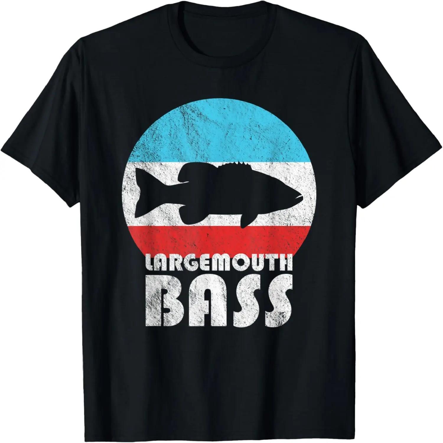 Largemouth Bass Fishing Vintage Retro Silhouette Gift T-Shirt S чёрный