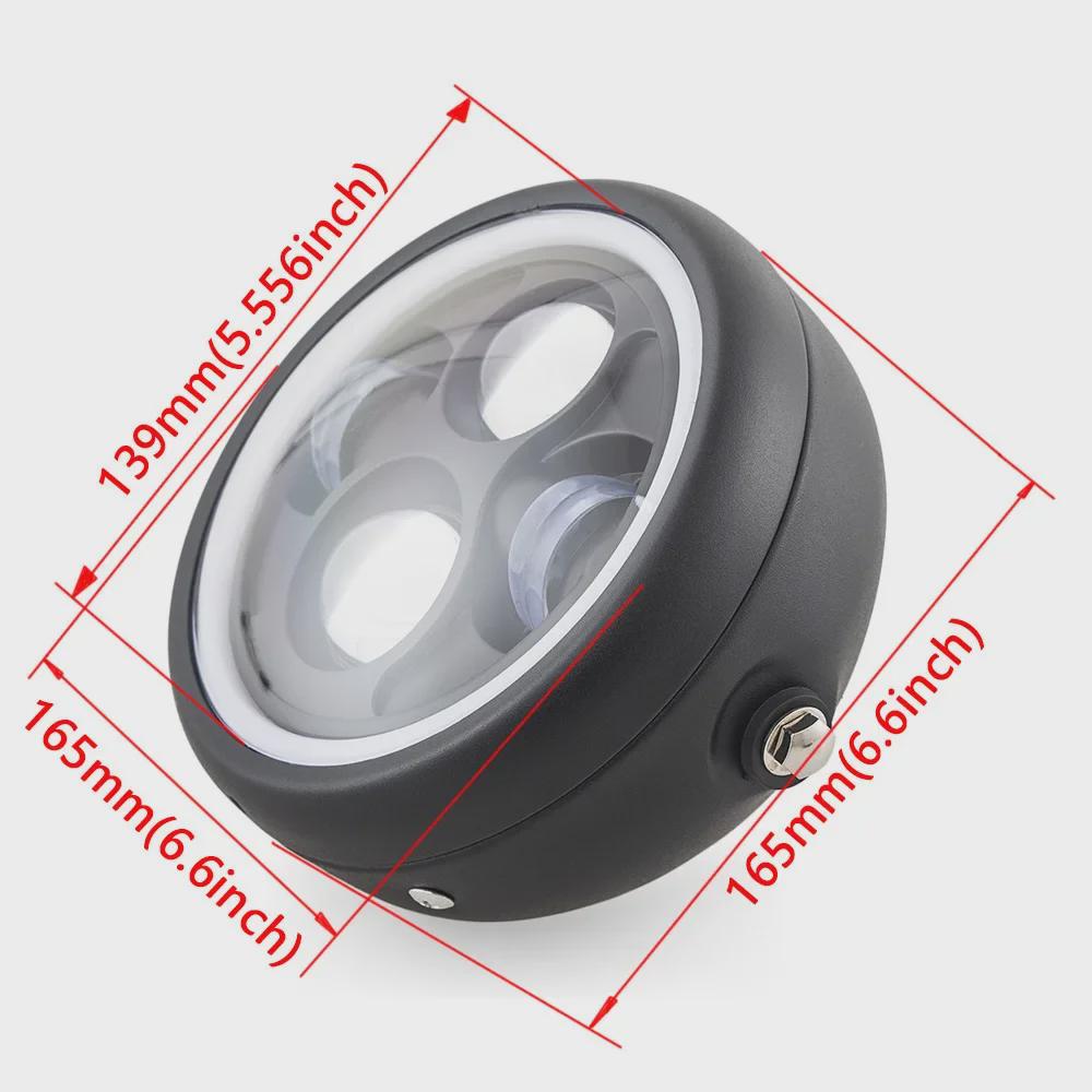 Retro LED Headlight for CG125/GN125, Harley, with Angel Eye Feature