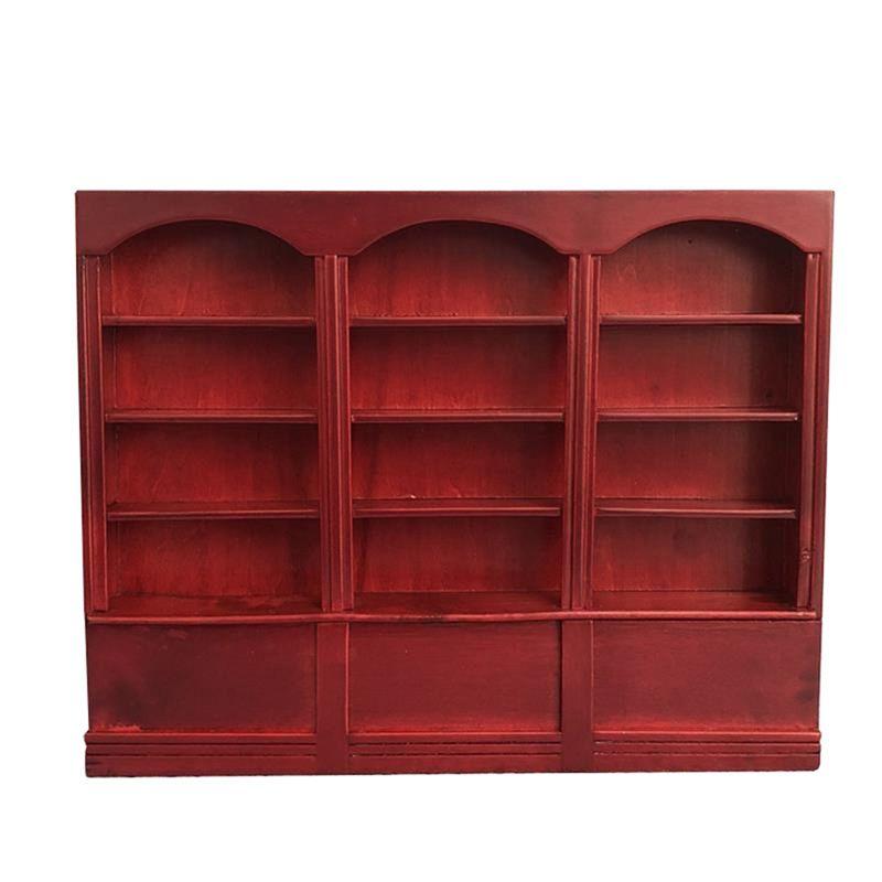 

ABUL-1/12 Scale Miniature Mini House Display Cabinet House Mini Furniture Glass Bookcase Red Durable Easy To Use червоний