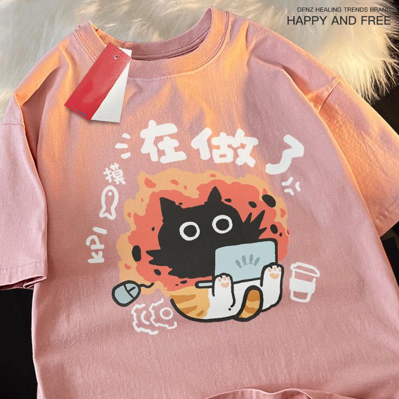Short Sleeved Tshirt MenWomen Summer 2025 New American Retro Trend Round Neck Top S