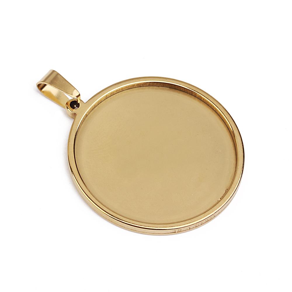 20/35/40mm Stainless Steel Pendant Cabochon Cameo Base Tray Bezel Blank Fit Cabochons Jewelry Making Supplies Wholesale
