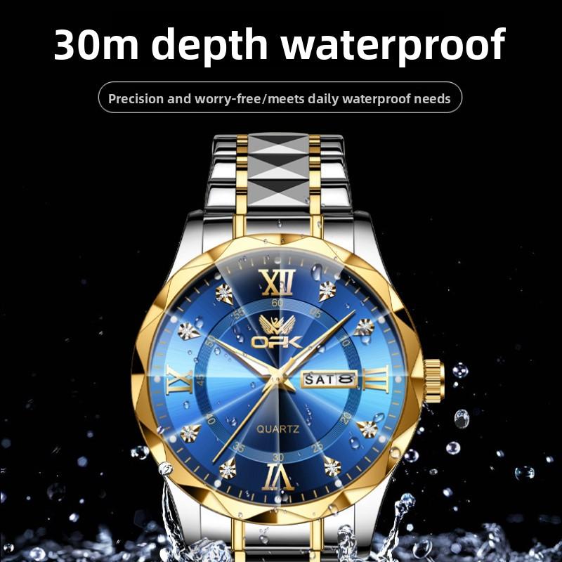 OPK Watch Double Calendar Waterproof Quartz Watch Luminous Men's Watch Men's Watch