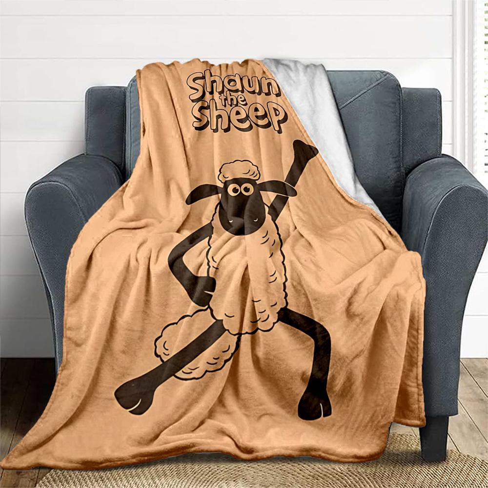 1pc Sheep Shaun Outdoor Blanket Lightweight Flannel, Soft & Warm, All-Season Use for Sofa, Outdoor, Camping, Living Room030