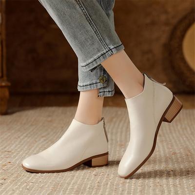 Fashion New Autumn Genuine Leather Women Boots Casual Short Boots for Women Fashion Boots Chunky Heels Ladies Shoes Concise Ankle Boot