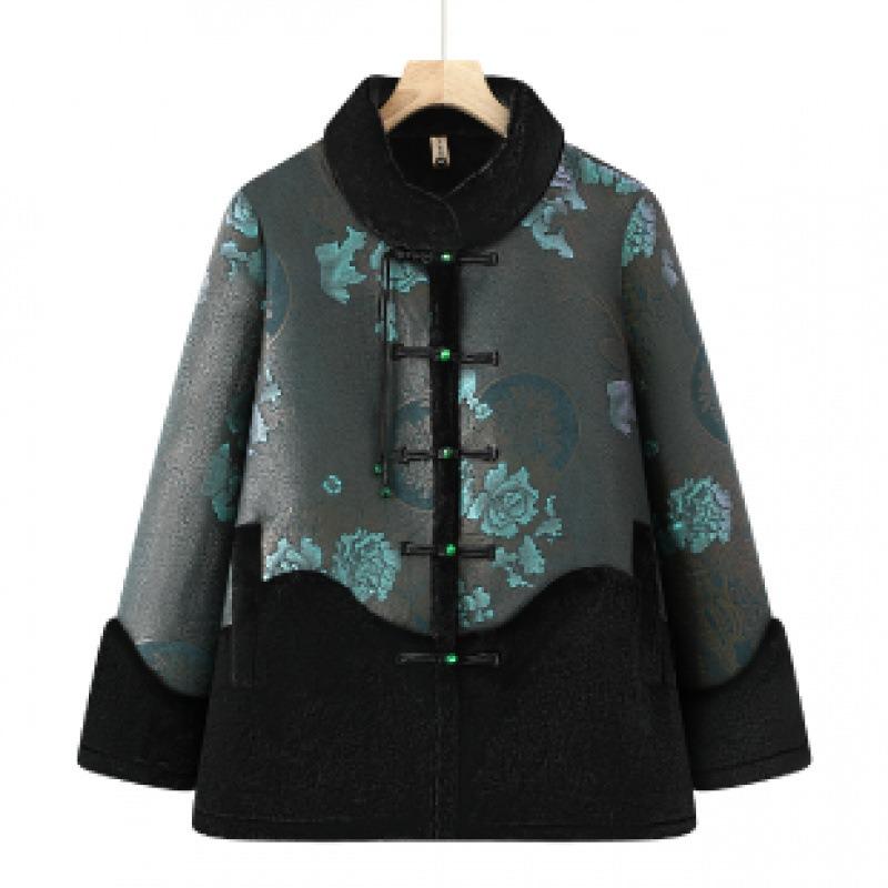 

Одежда для женщин среднего возраста пальто для мамы зимнее для пожилых мех интегрированный флис утолщенный топ пальто для бабушки хлопковое пальто 6XL [Recommended 160-82.5kg] зелёный