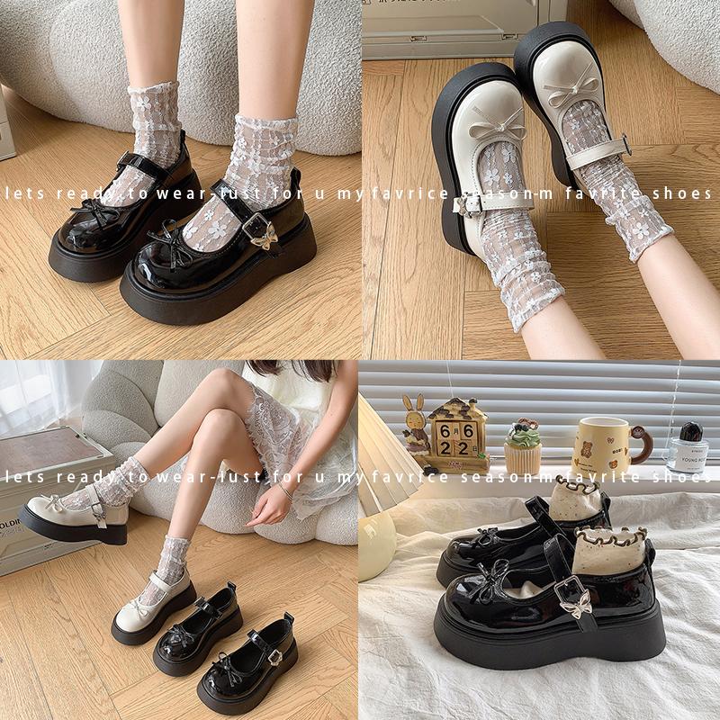 Women Shoes Mary Jane Shoes Platform Woman Pumps Leather High Heels Student Shoes Shoes Spring 2025 Double Buckle