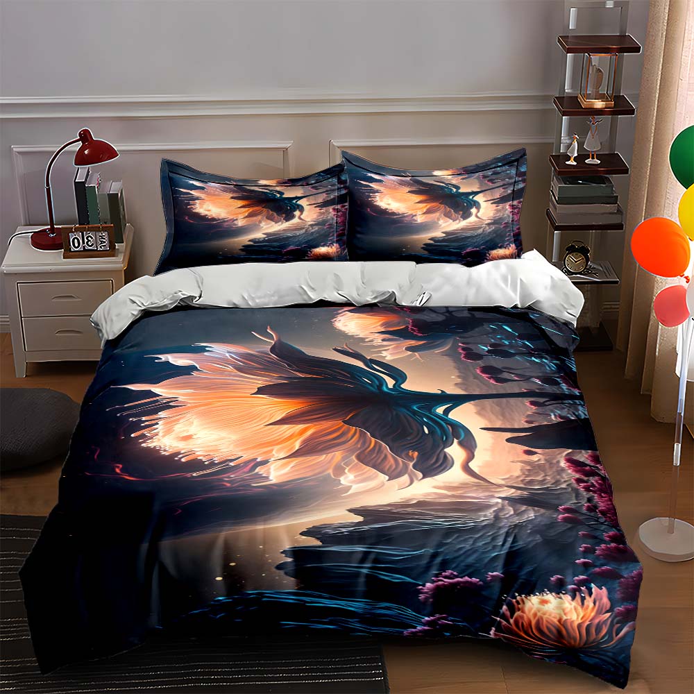 

Fiery floral fantasy. Bedding Duvet cover sets Duvet covers Pillowcases gifts (1 * Duvet Cover 2 * Pillowcases, without duvet insert) 135x200cm