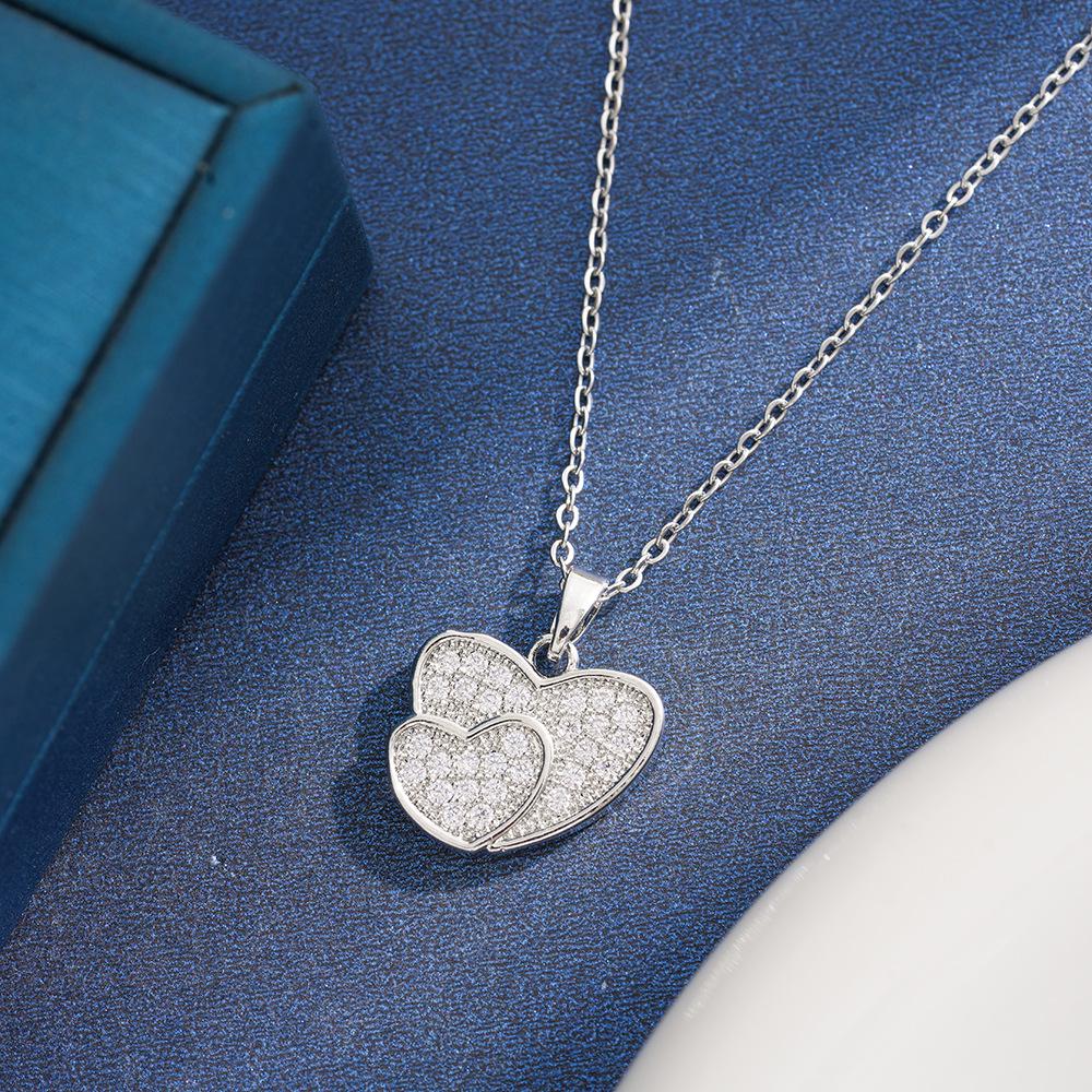 Elegant Titanium Steel Square Hollow Floral Diamond Necklace for Women – Luxurious and Versatile Design