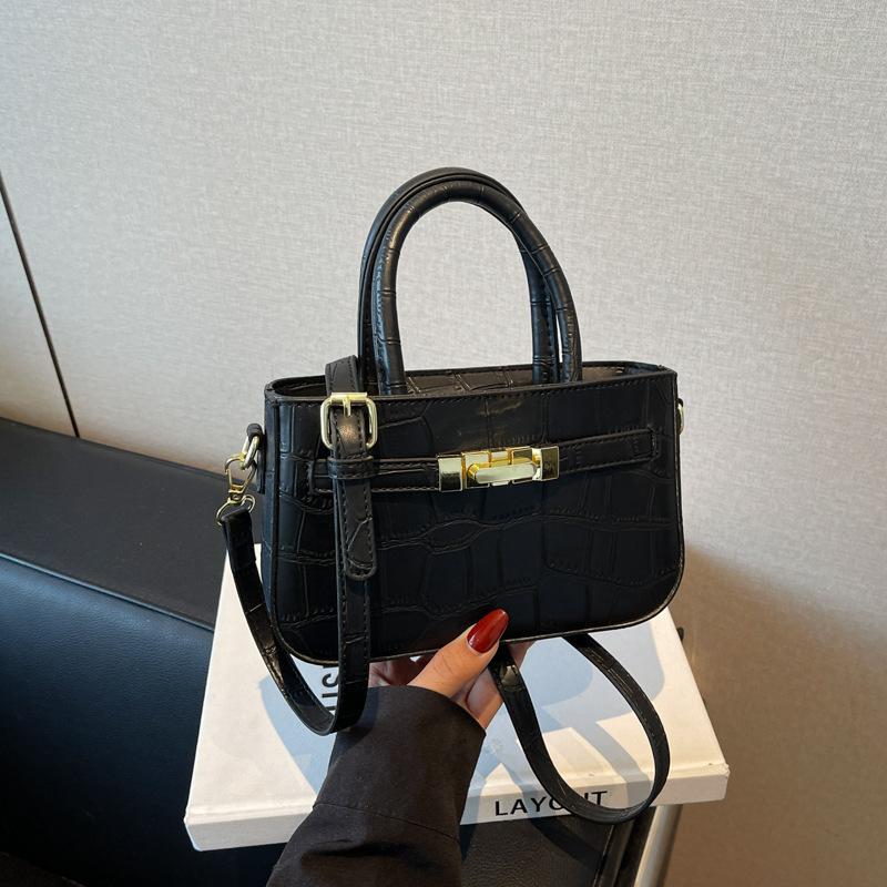 Korean Version of Summer Portable Small Bag Women's 2025 New Simple Stone Pattern Small Square Bag Versatile Shoulder Messenger Bag
