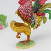 Unique Enamel Colored Rooster Decoration Metal Jewelry Box Earrings Organiser Case Perfect For Gift Giving