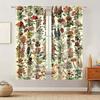 Christmas Decorations Retro Plant Animal Illustration Pattern Printed Curtains Home Decoration Room Curtain Made Of Polyester Washable