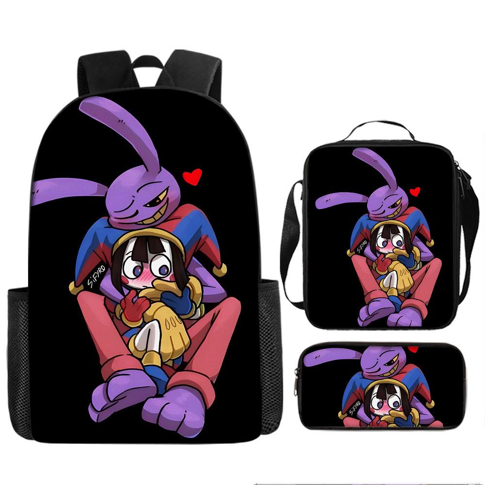 DER ERSTAUNLICHE DIGITALE ZIRKUS Rucksack-Set aus 3 Stück Großer Schulrucksack Reise-Tagesrucksack für Kinder Jugendliche Erwachsene