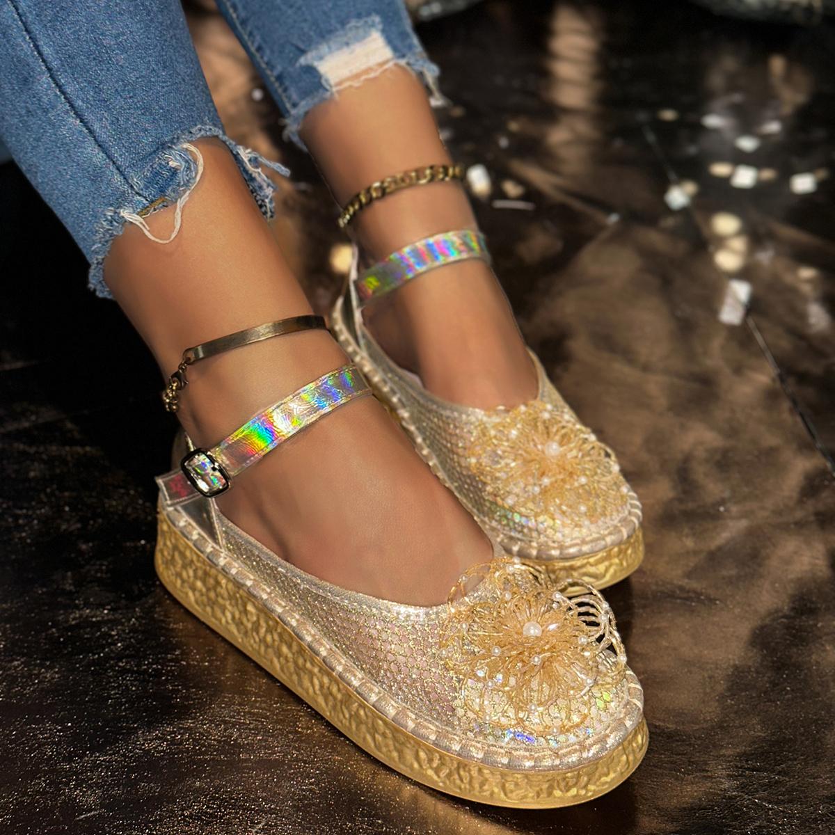 

Girls Women Sandals Spring Autumn Comfortable Party Shoes Women Leather Sequin Summer Sandals Women Zapatos De Mujer 43