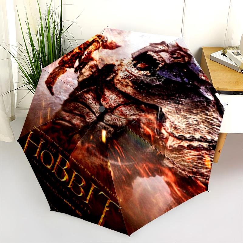 Smaug'S Fiery Wrath Folding Umbrella Suitable For All Seasons Suitable For All Seasons Three Folds Umbrella Printing