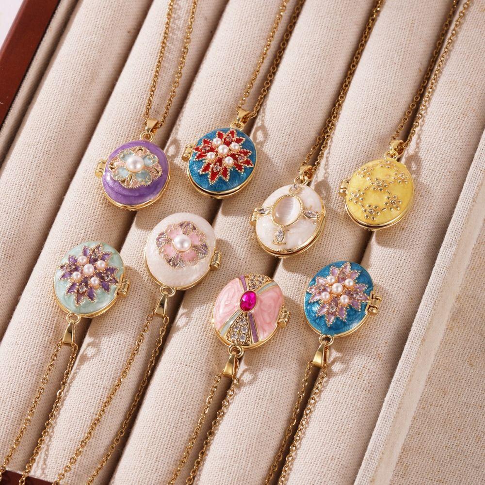 Brass Photo Locket Pendant Necklace Non-Fading Locket Necklace For Jewelry Gifts