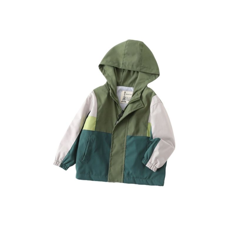 Children's Padded Coat Spring and Autumn K-style Boys Fashion Colorblock Shell Jacket Boys Zipper Hoodle Tops