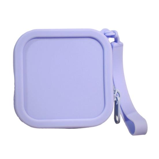 Small Silicone Coin Purse Pouch with Zipper And Wrist Strap, Square Shockproof Fashionable Accessory for Backpacks Storage Bag, Lightweight