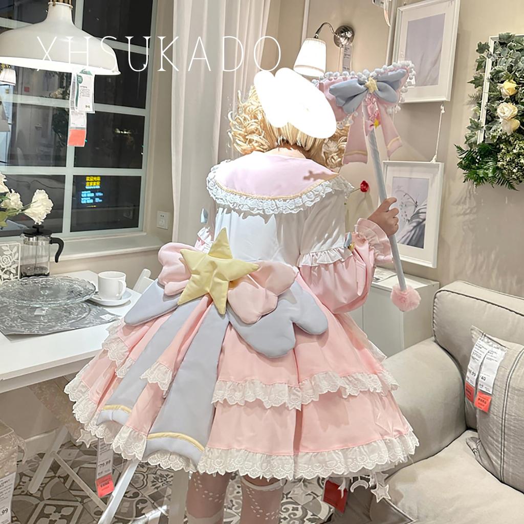 Lolita Dress Dress Spring Summer Autumn Dreamy Cute Ribbon Lolita Gothic Lolita Young Lady Star Pattern Sailor Collar Sweater Clothing Girly Cosplay