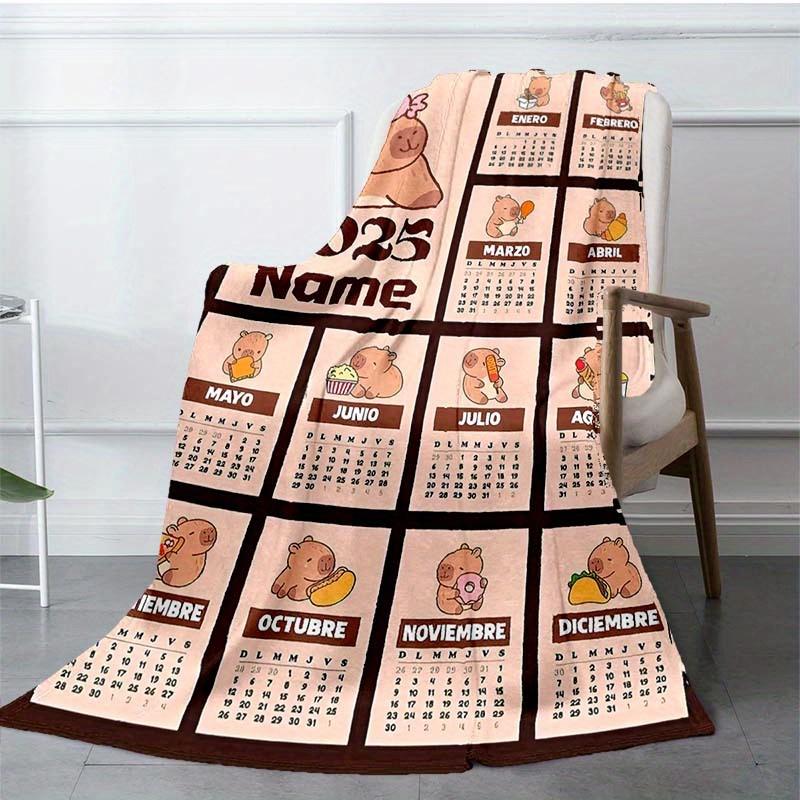 Capibala Calendar Customize Your Name Blanket Warm Comfortable And Soft Blankets Are Suitable For Home Chairs Office Sofas Sofas Office Camping And