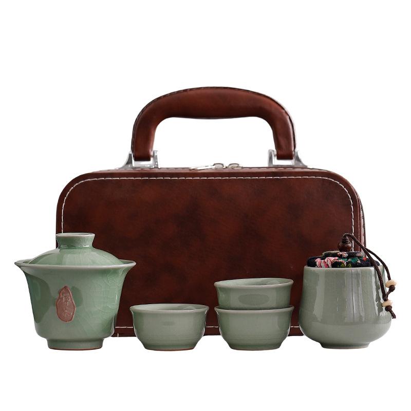 Huang Ru Travel Tea Set Portable Outdoor Camping Tea Bowl Kuaike Cup One Pot Three Cups Gift Box