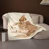 Two Rabbits Print Coral Fleece Blanket All Season Soft Throw for Sofa Bed Camping Office Home Decor Mixed Colors