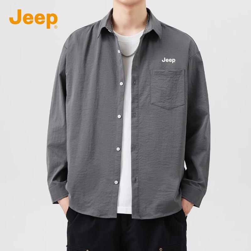 JEEP Men's American Style Loose Fit Long Sleeve Shirt