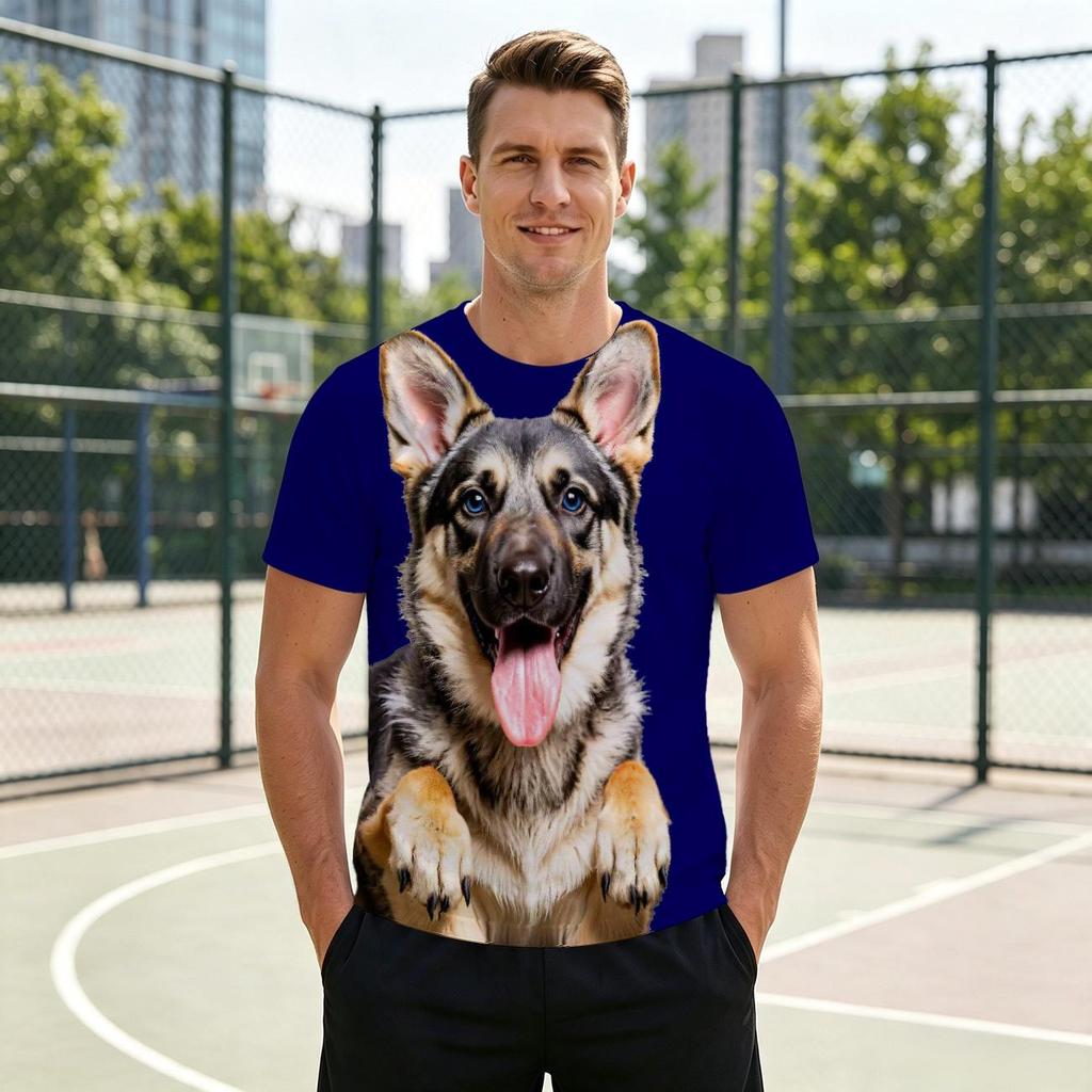 Schönes Deutscher Schäferhund 3D All Over Print Herren Rundhals T-Shirt