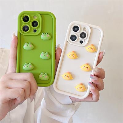 Cute 3D Animal Phone Case for iPhone 11 12 13 14 15 16 17 Pro Max Plus XS XR Mini SE2 Frog & Chick Design Soft TPU Fun Durable Protection