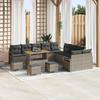 14-piece Garden Sofa Set with Grey Poly Rattan Cushions, 2-seater Garden Sofa with Storage and Cushions 3364543