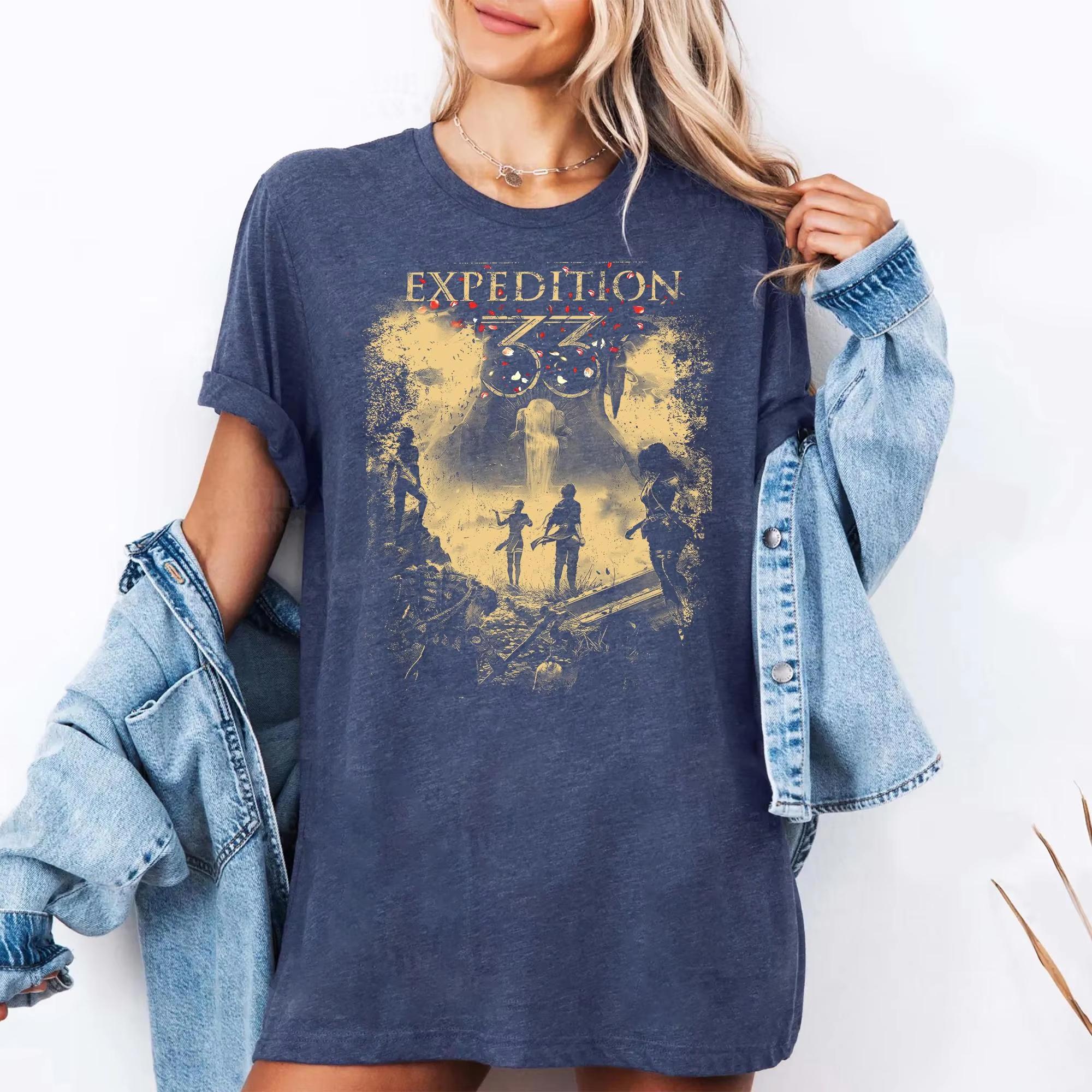 

Clair Obscur Expedition 33 Shirt Fantasy RPG Gamer Tee Short Sleeve TShirt Black Casual Crew Neck Unisex Unisex Women AllSeason S