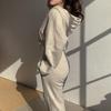 Koreanischer Chic Langarm Kapuzensweatshirt + High-Waist Jogginghose Set