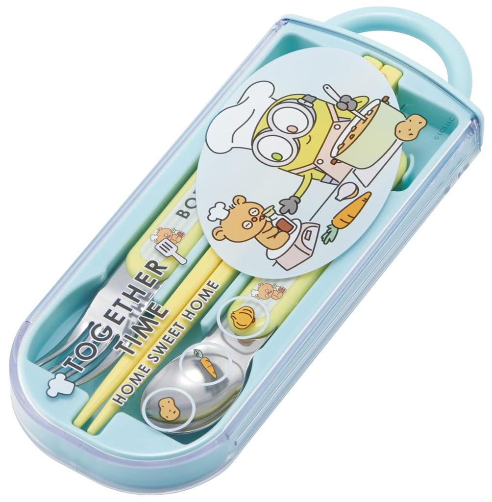 Skater Trio Set of and Fork for Made In Chopsticks, Spoon, (Minion 23) Kids, Antibacterial, Japan, TACC2AG-A