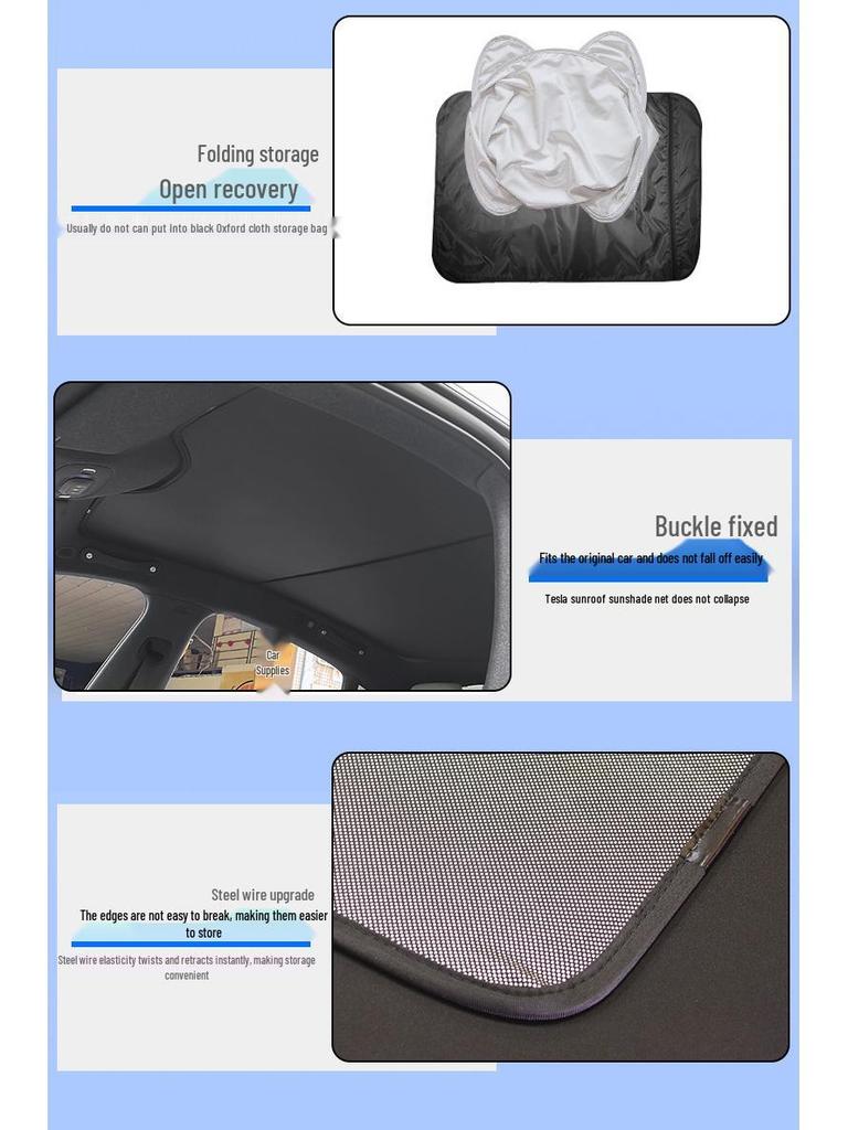 2024 Xiaomi SU7 Sunroof Sunshade: Ice Crystal Heat Insulation & Privacy Protection.