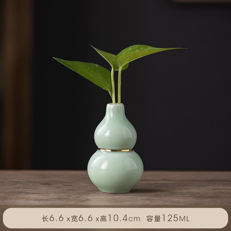 Chinese Style Wealth Attracting Gourd Ornament Dried Flower Arrangement Hydroponic Vase Ceramic Desktop Decoration Crafts