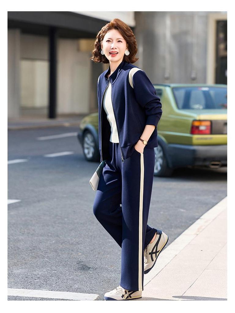 2026 Stylish Women's Spring/Fall Two-Piece Suit for Middle-Aged and Elderly: Casual Outerwear
