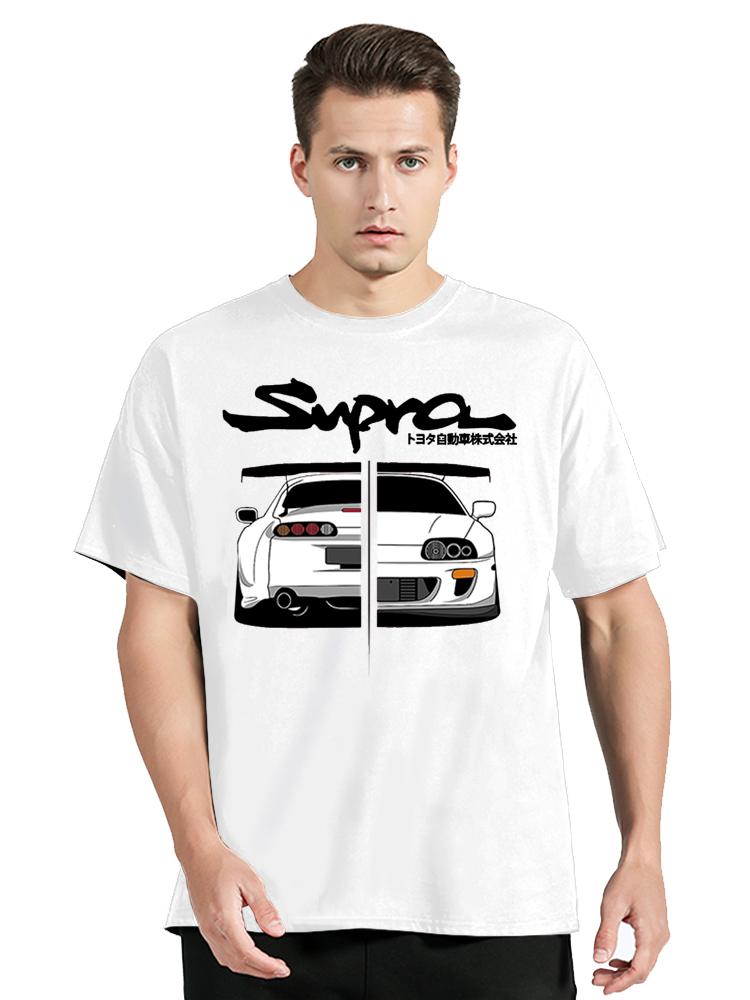 Cool T-shirt med japansk stil och bilpusselgrafik för träning Bomullstoppar T-shirts Herrkläder Översized Unisex T-shirt Streetwear T-shirt