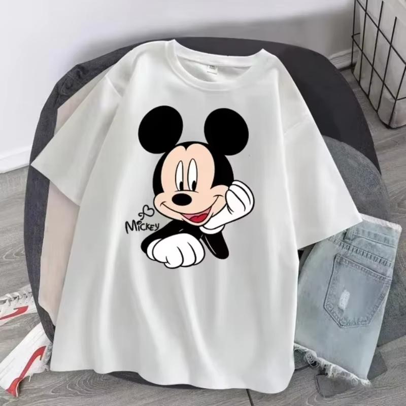 Damen T-Shirt Cartoon Streetwear Mickey Maus Damen Tee Koreanisches Lockeres Kurzarm T-Shirt Sommer Y2k Kleidung Tops