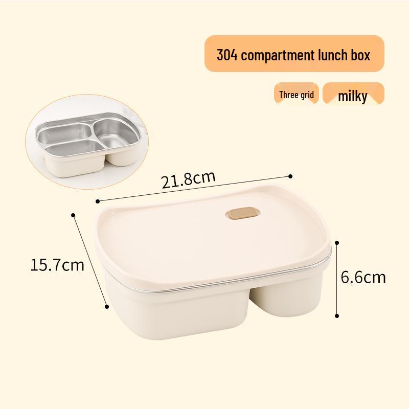 304 Stainless Steel Food-Grade Lunch Box with Lid for Students and Office Workers - Compartmented Takeaway Meal Container, Fresh-Keeping Seal